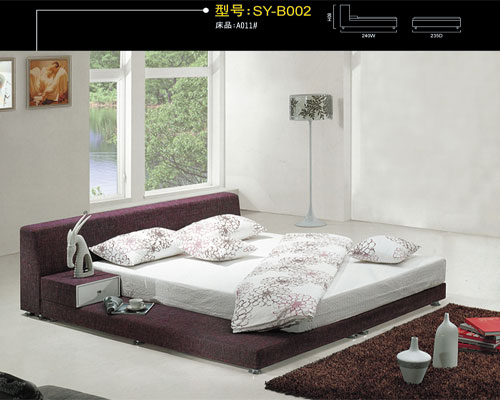 穗意B002皮艺软体床|式风格|布床|软体床,真皮床