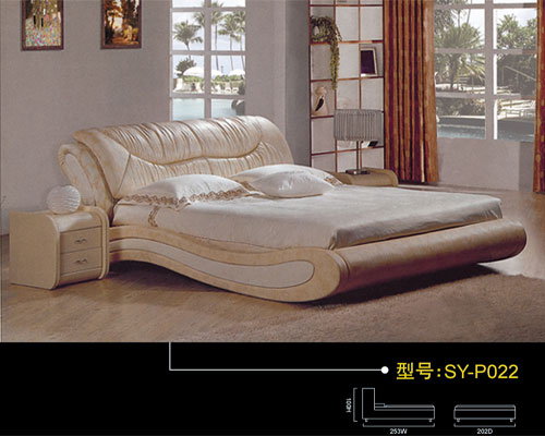 穗意P022真皮软体床|顺德卧室家具|简约真皮软床