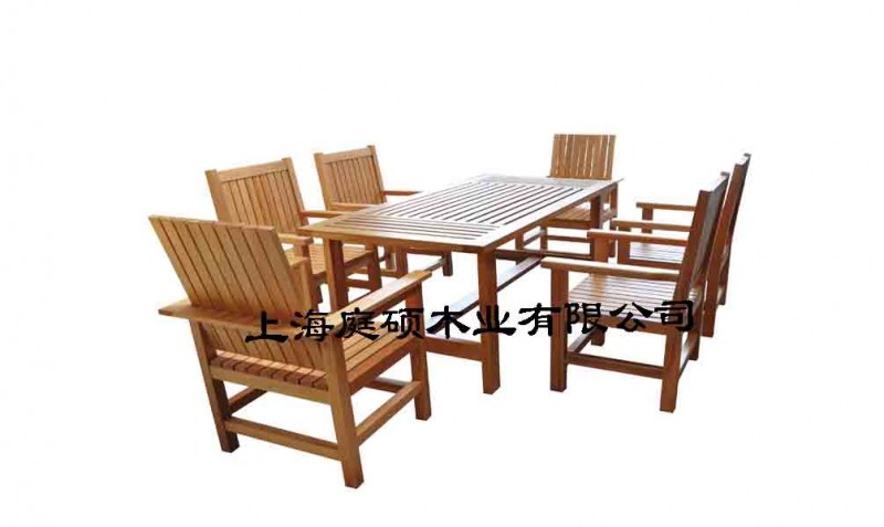供应防腐木家具红雪松餐桌椅（七件套）