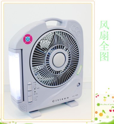 12寸可充电风扇交直流可做车充台扇带灯1258