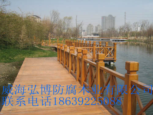 烟台防腐木工程案例硬木菠萝格高档防腐木