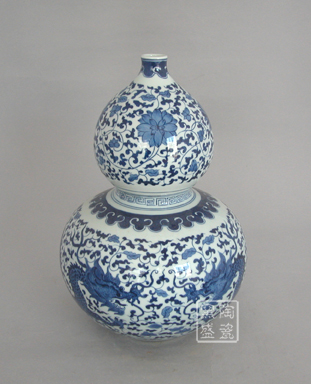 手绘青花陶瓷葫芦瓶，青花陶瓷日用瓷，定制批发青花瓷