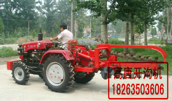 拖拉机改装开沟机,开沟机工作图片,链式开沟机