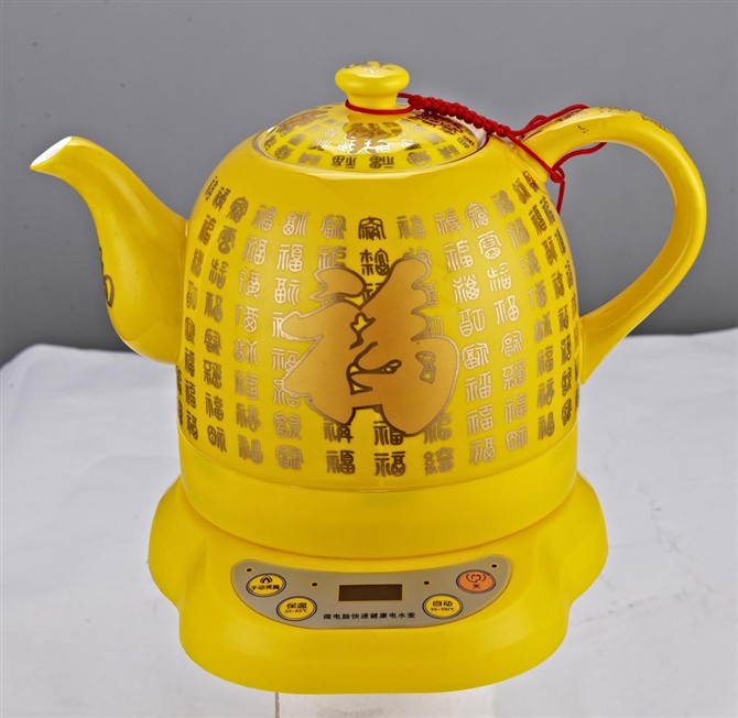 销售景德镇陶瓷电热壶 变色陶瓷电热水壶 牡丹富贵电热壶