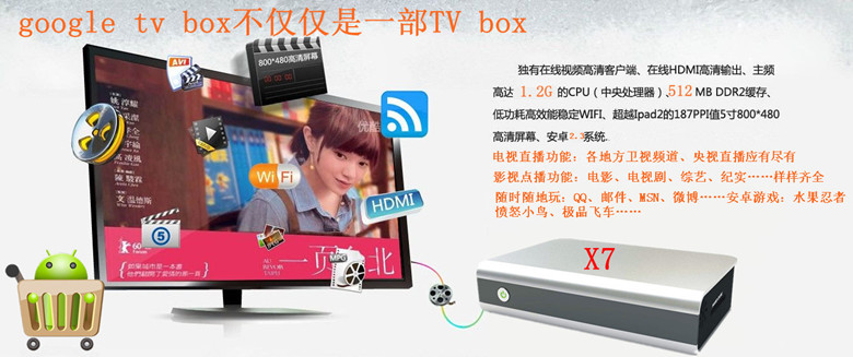 百汇益X7 android TV BOX高清播放器批发
