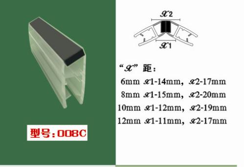 浴室玻璃门磁碰条  180度磁吸条135度淋浴房磁性胶条