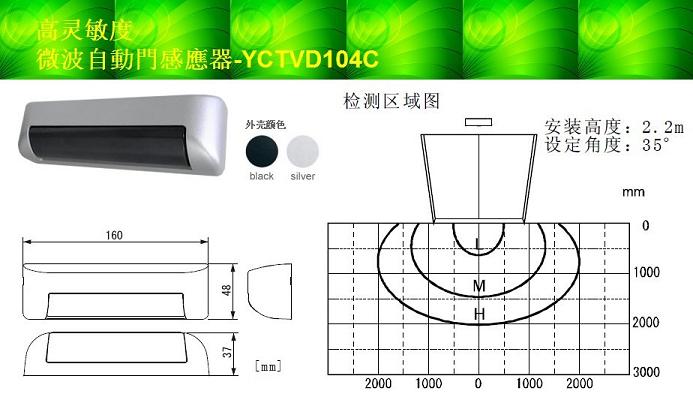 供应多普勒微波自動門传感器-YCTVD104C