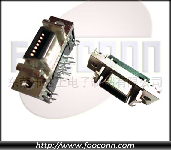 14芯SCSI连接器插座|SCSI14PIN 90度插板母头