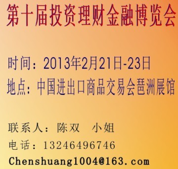 2013年第十届广州投资理财金融展（2月21-23)