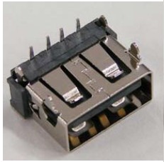 USB A母短体90°DIP10.6四锥脚无卷边胶芯反向