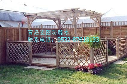 青岛防腐木景观长廊架棚架