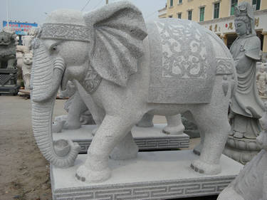 石雕大象,大象雕刻，芝麻白大象