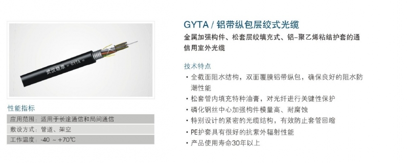 室外光缆-铝带纵包层绞式光缆(GYTA)