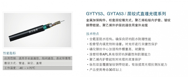 室外光缆-层绞式直埋光缆系列（GYTY53、GYTA53）