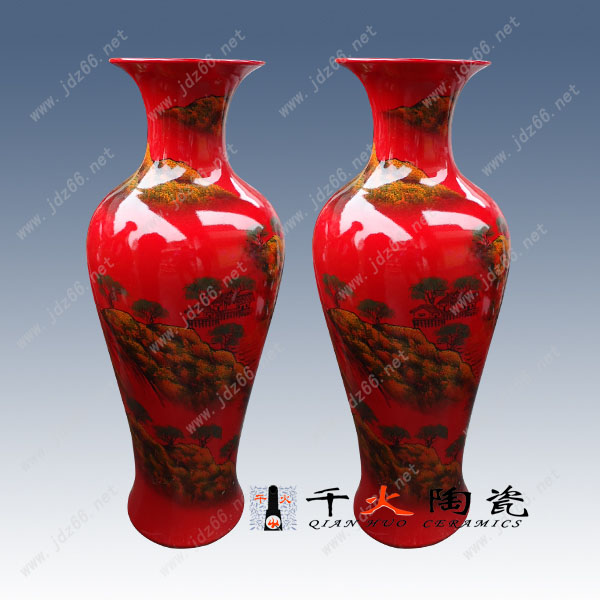 中国红瓷、婚庆礼品、红瓷花瓶定做