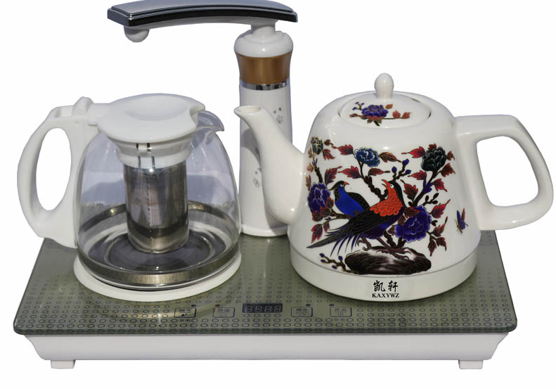 凯轩自动上水陶瓷电热水壶电水壶电热壶烧水壶保温茶壶茶具套装