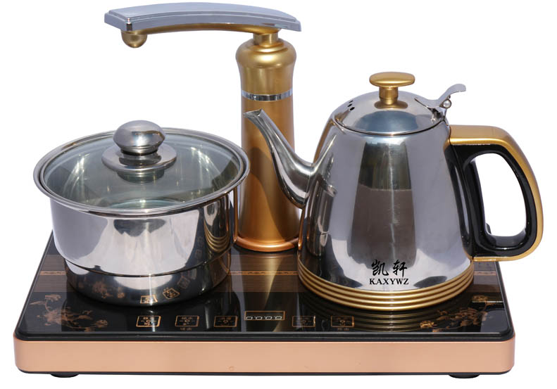 批发凯轩陶瓷语音三合一茶具 加水抽水器消毒锅 自动上水电热水壶