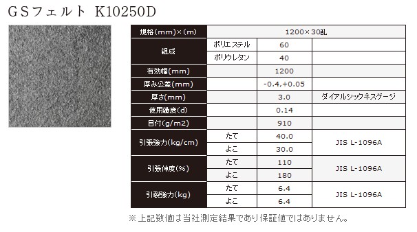 东丽K10250D，GS毛毡K10250
