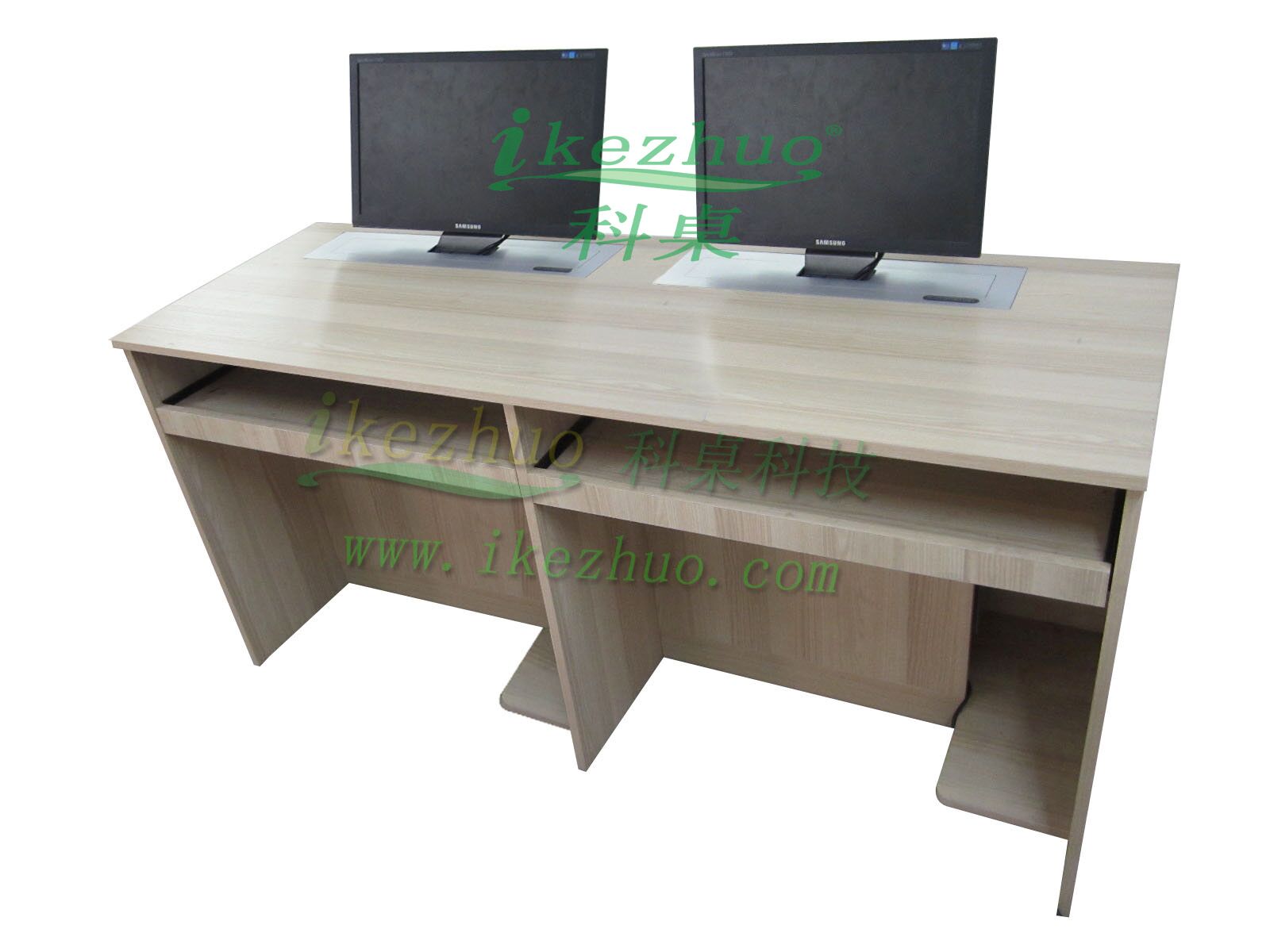 科桌双人升降电脑桌 隐藏升降器电脑桌 机房会议电脑桌