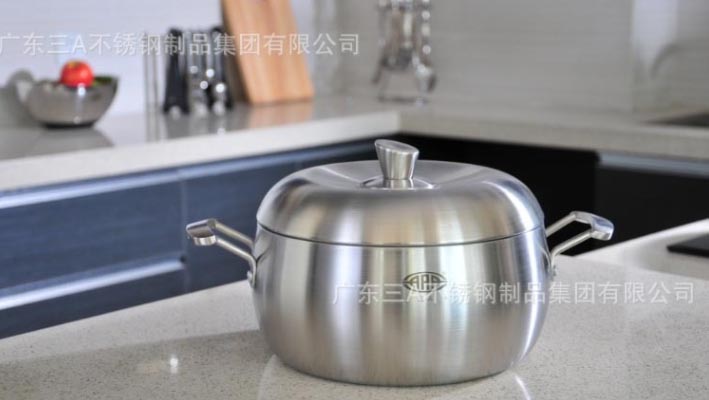 广东三A品牌厨具 不锈钢三层钢苹果汤锅 炖锅 焖锅 批发 OEM贴牌