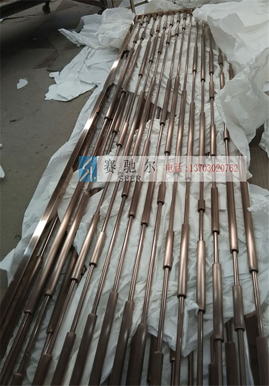 金山区古铜不锈钢管制屏风 酒楼屏风隔断