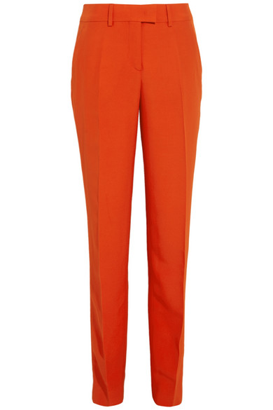 橙色直筒中腰锥形裤