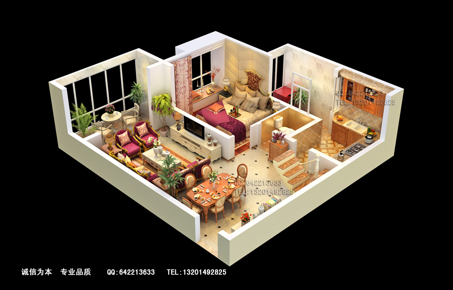 开封3D户型图渲染|立体户型图制作|地产策划