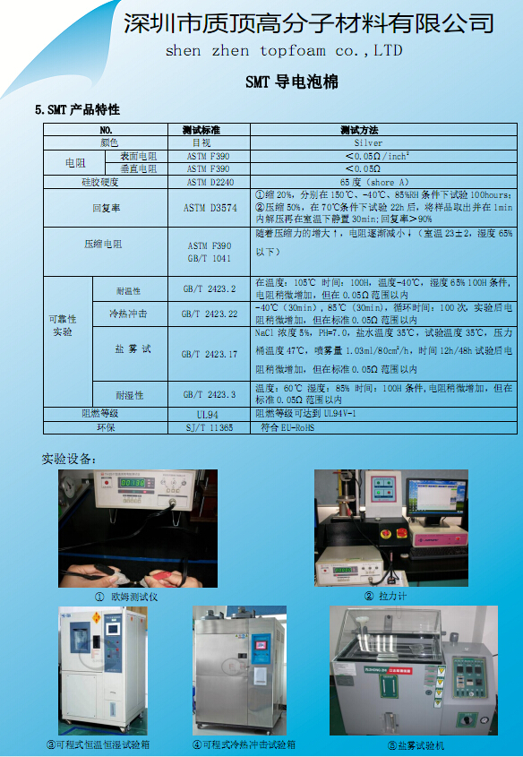 深圳市质顶专业生产smt导电泡棉